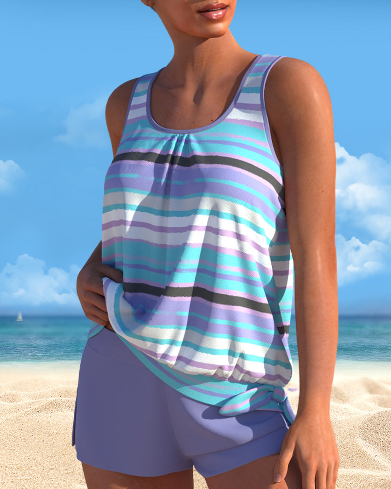 Noémia - Tankini with U-neckline and striped design