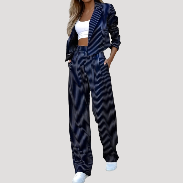 Women’s Smart Casual Pinstripe Two-Piece Suit Set