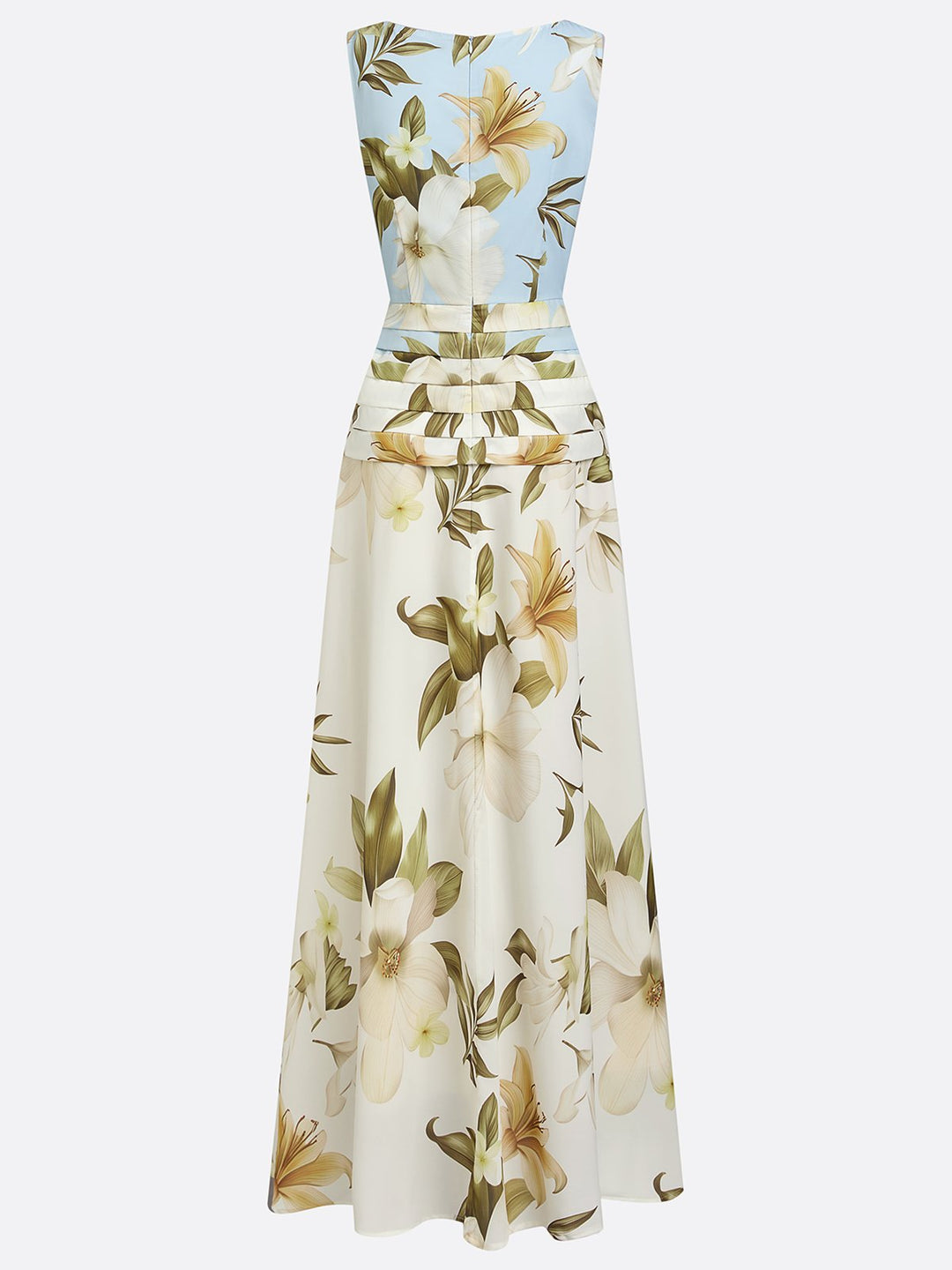 Floral Boat Neck Sleeveless Wedding Guest Maxi Dress