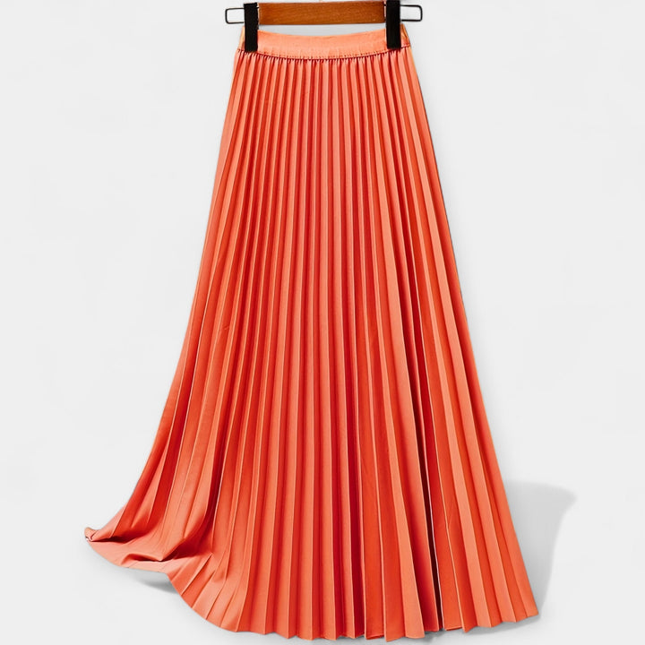 Pleated Satin Maxi Skirt