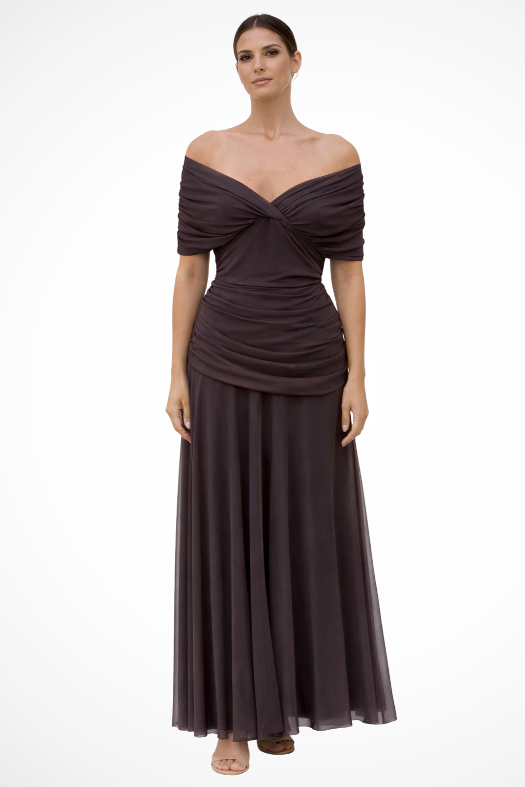 Off-Shoulder Pleated Wedding Guest Summer Dress