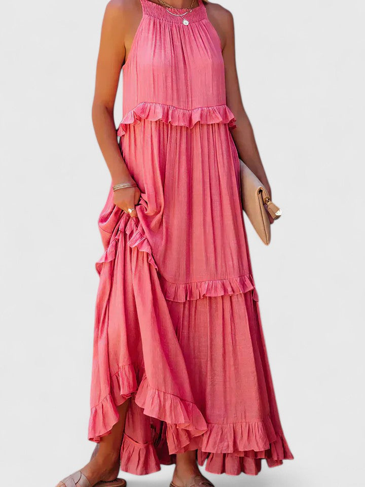 Sleeveless Ruffle Detail Maxi Dress