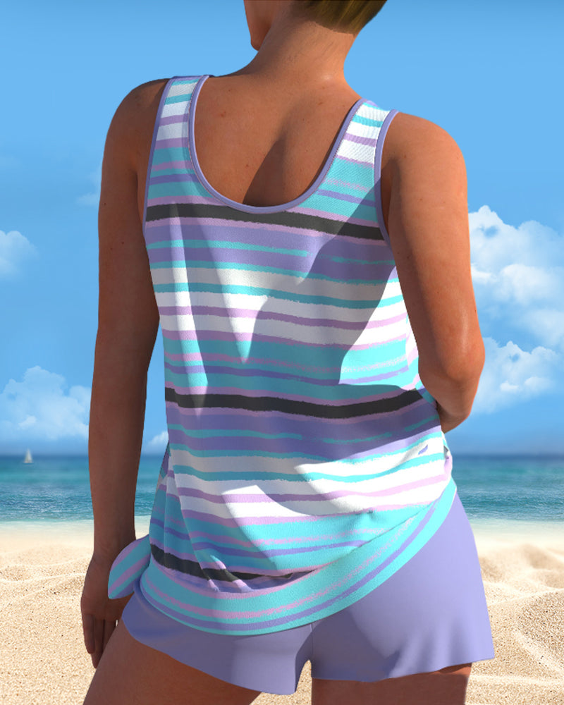 Noémia - Tankini with U-neckline and striped design