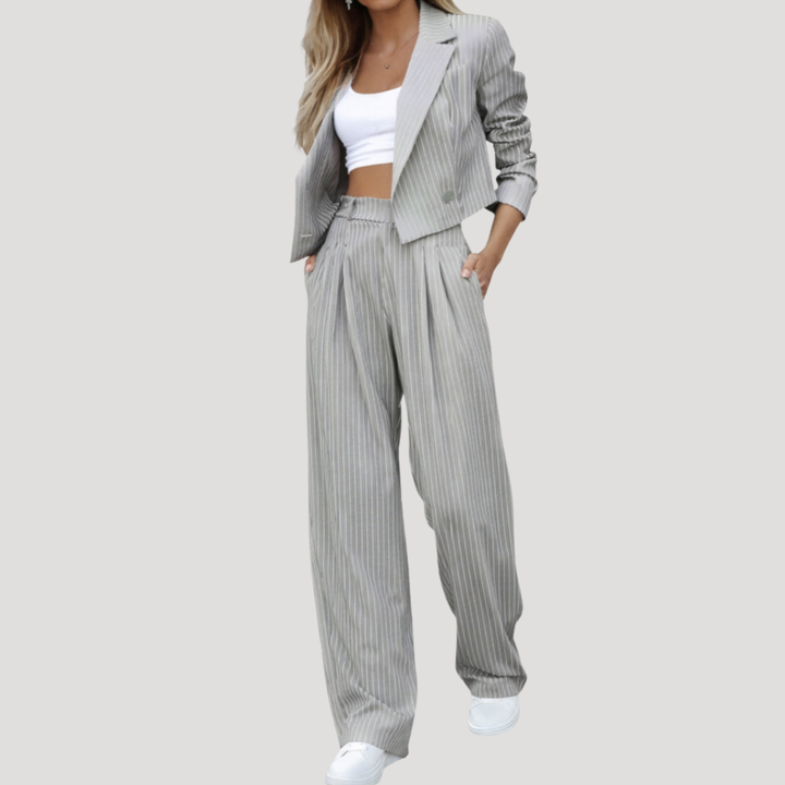 Women’s Smart Casual Pinstripe Two-Piece Suit Set