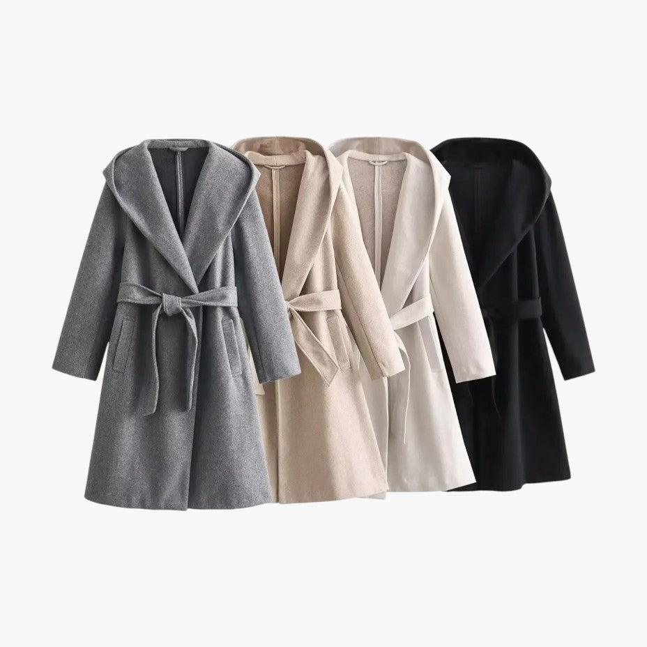 Genevra | Practical Hooded Trenchcoat with Belted Waist and Button Fastening