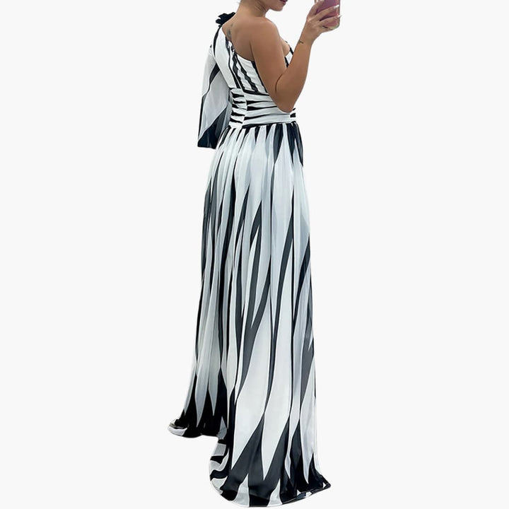 One-Shoulder Side Split Wedding Guest Maxi Dress