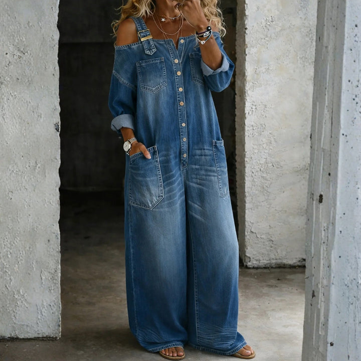 Abigail | Off-the-Shoulder Denim Jumpsuit