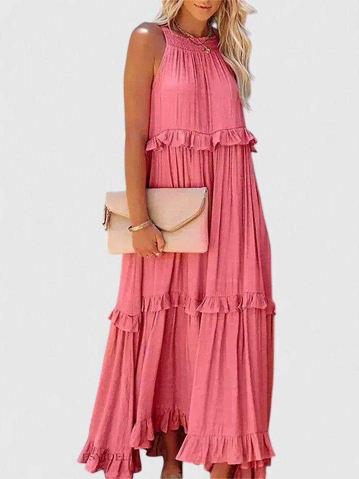 Sleeveless Ruffle Detail Maxi Dress
