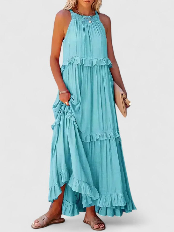 Sleeveless Ruffle Detail Maxi Dress