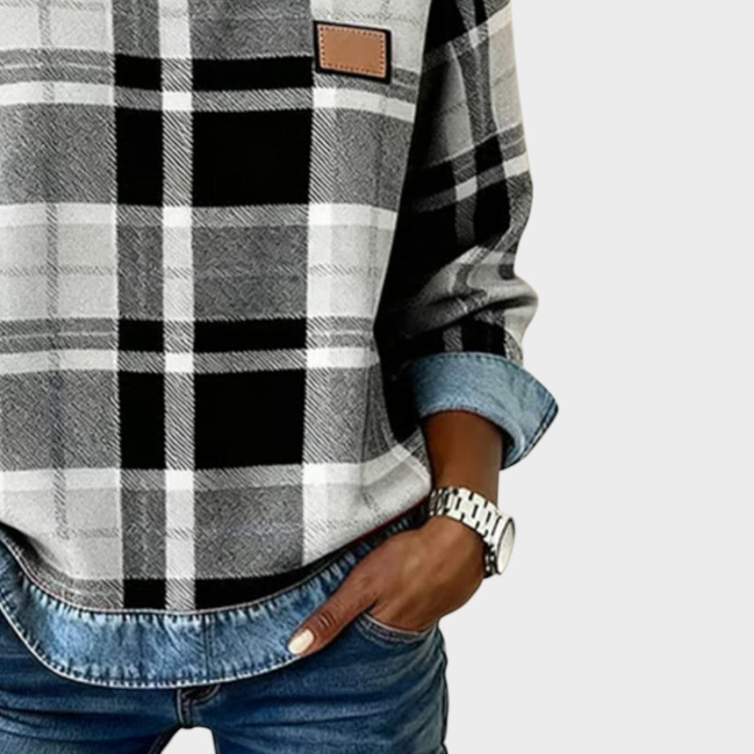 Iva | Sweater with Denim Details