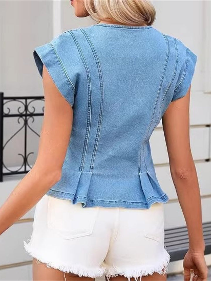 Isobel | V-Neck Denim Top