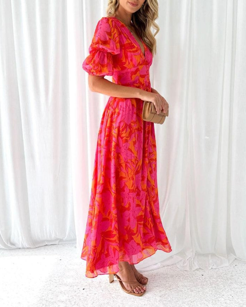 Romantic Puff Sleeve Maxi Dress