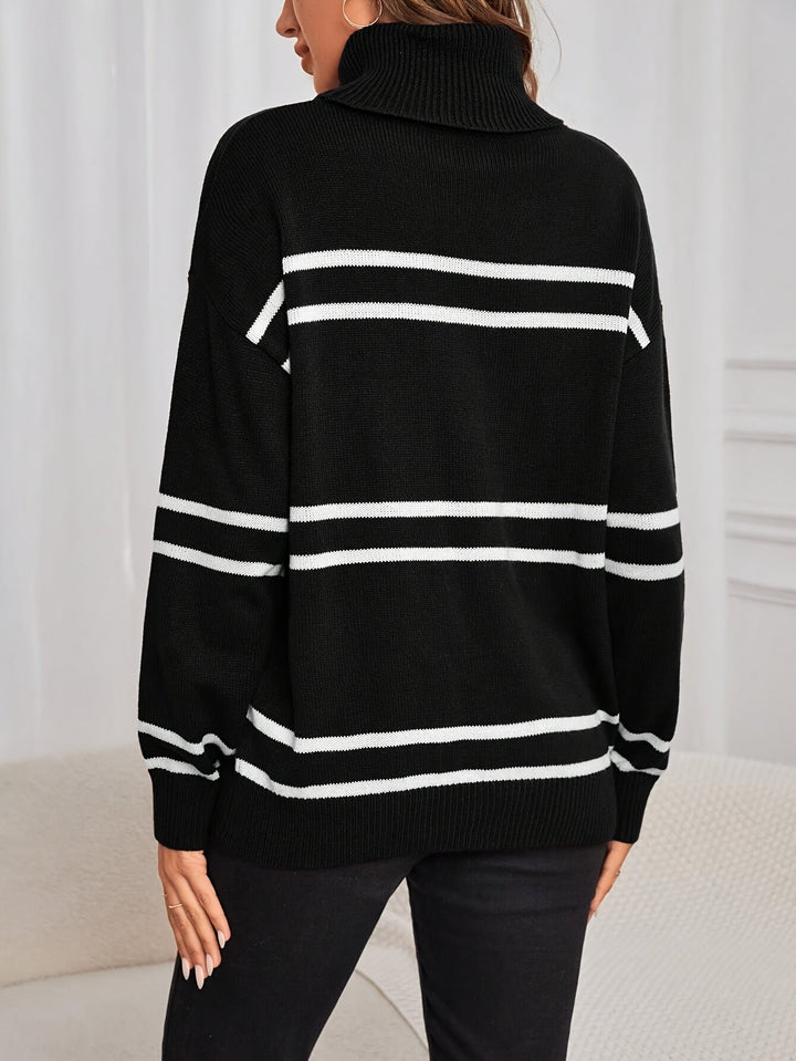 Thea – Striped High Neck Sweater