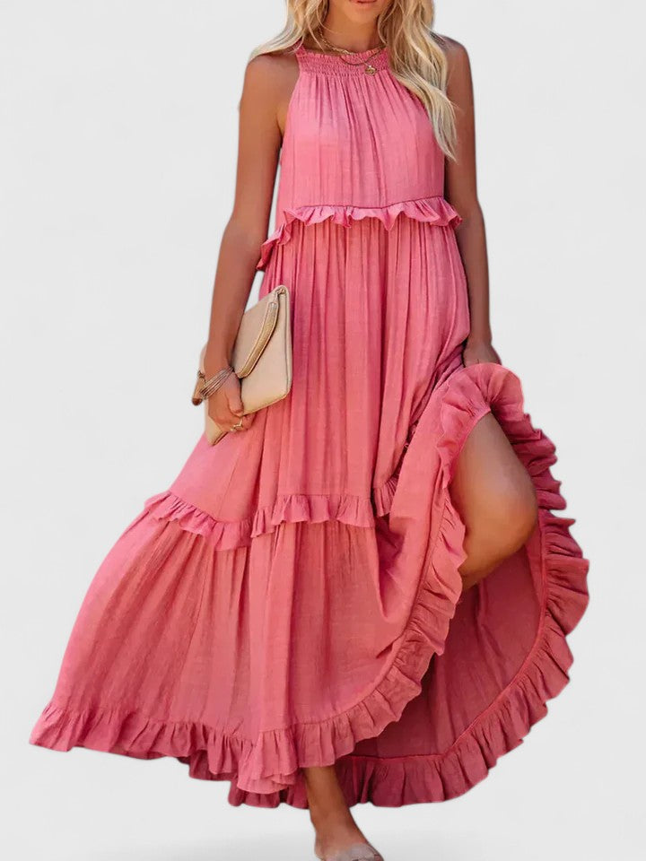 Sleeveless Ruffle Detail Maxi Dress