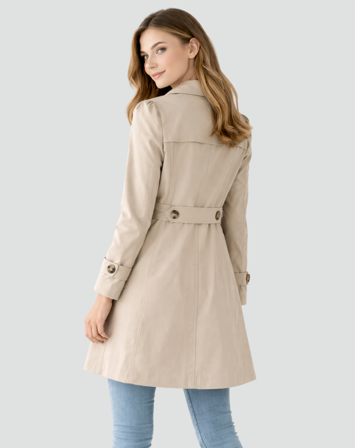 Wynonna | Refined Mid-Length Trench Coat with Lapel Collar and Button Detail