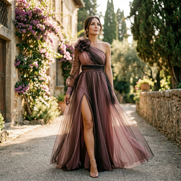 Trendy One-Shoulder Maxi Dress