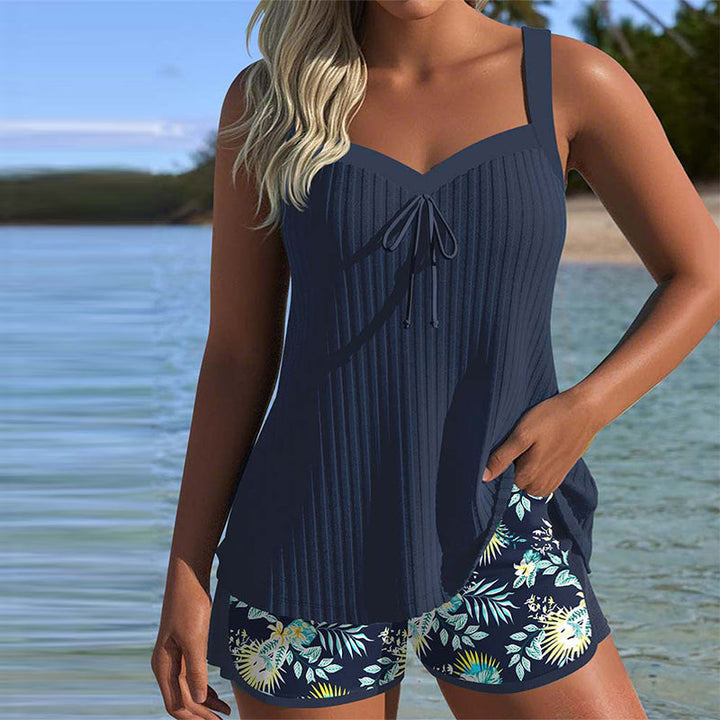 Serafina - Striped Tankini with Bikini Bottom in Two Pieces
