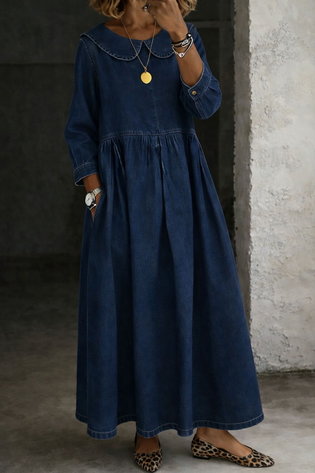 Sophie | Peter Pan Collar Denim Dress