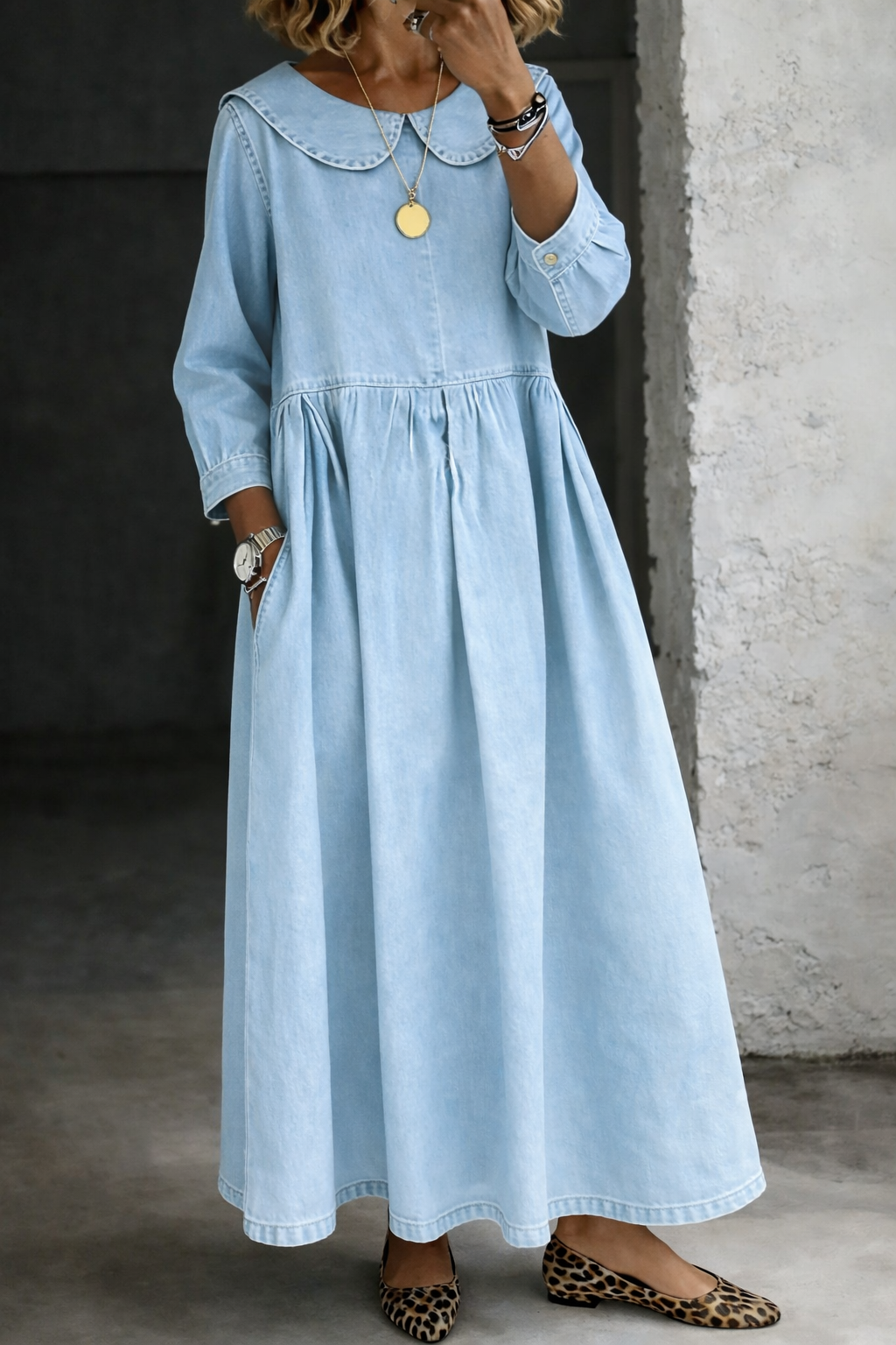 Sophie | Peter Pan Collar Denim Dress