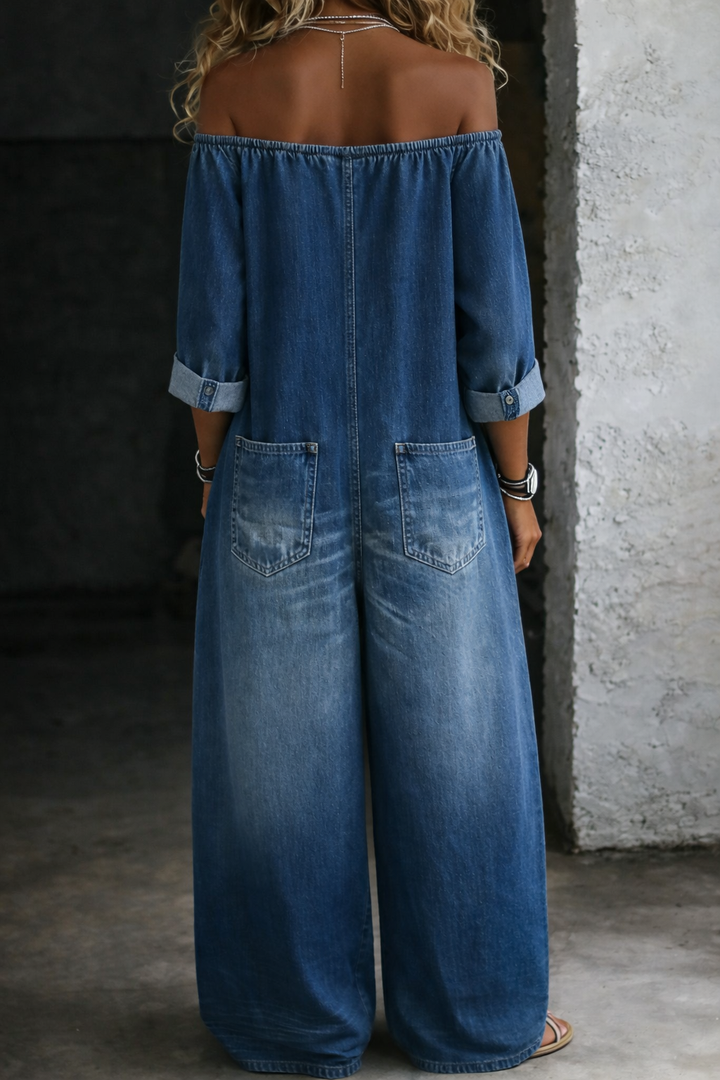 Elsie | Long-Sleeve Off-the-Shoulder Jumpsuit