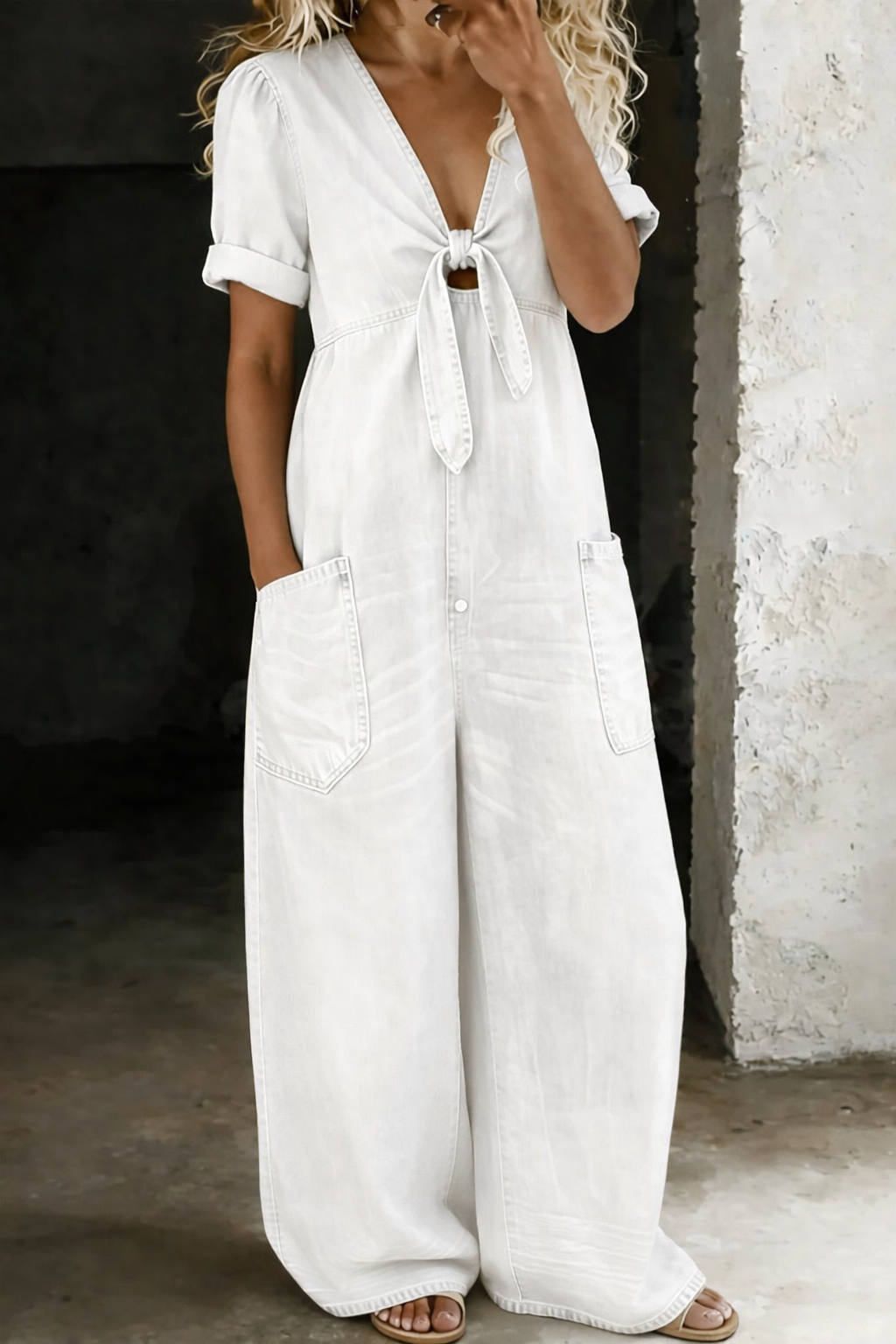 Freya | Short-Sleeve V-Neck Jumpsuit