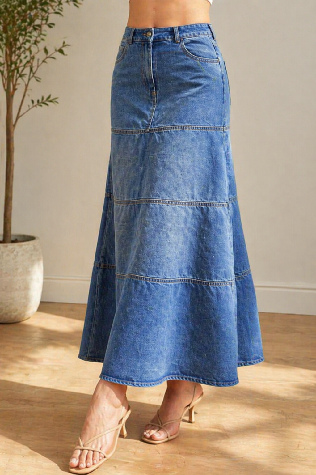 Violet | Mid-Length Denim Skirt