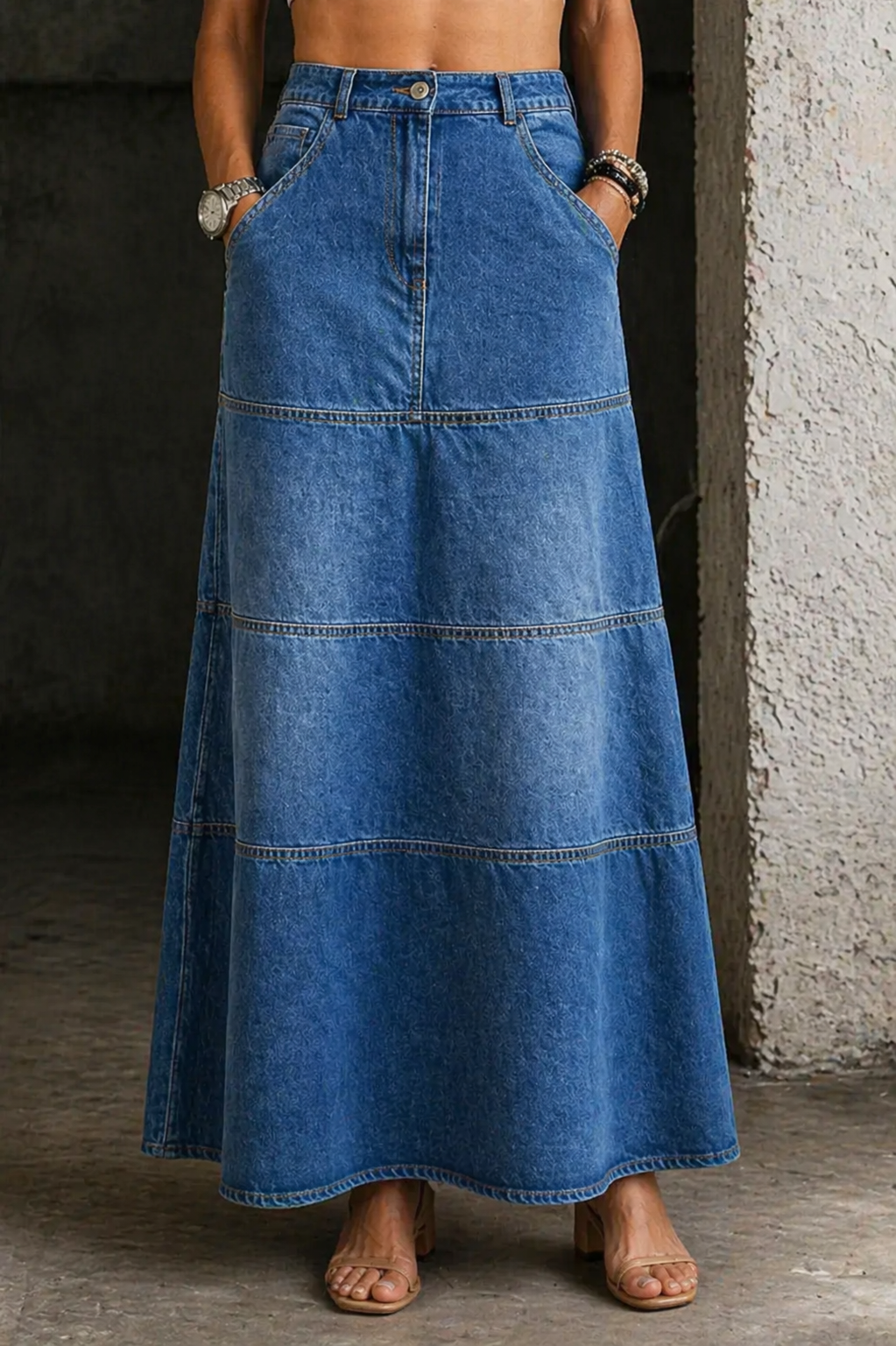 Violet | Mid-Length Denim Skirt