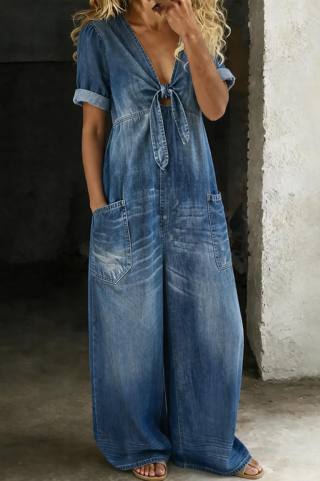 Freya | Short-Sleeve V-Neck Jumpsuit
