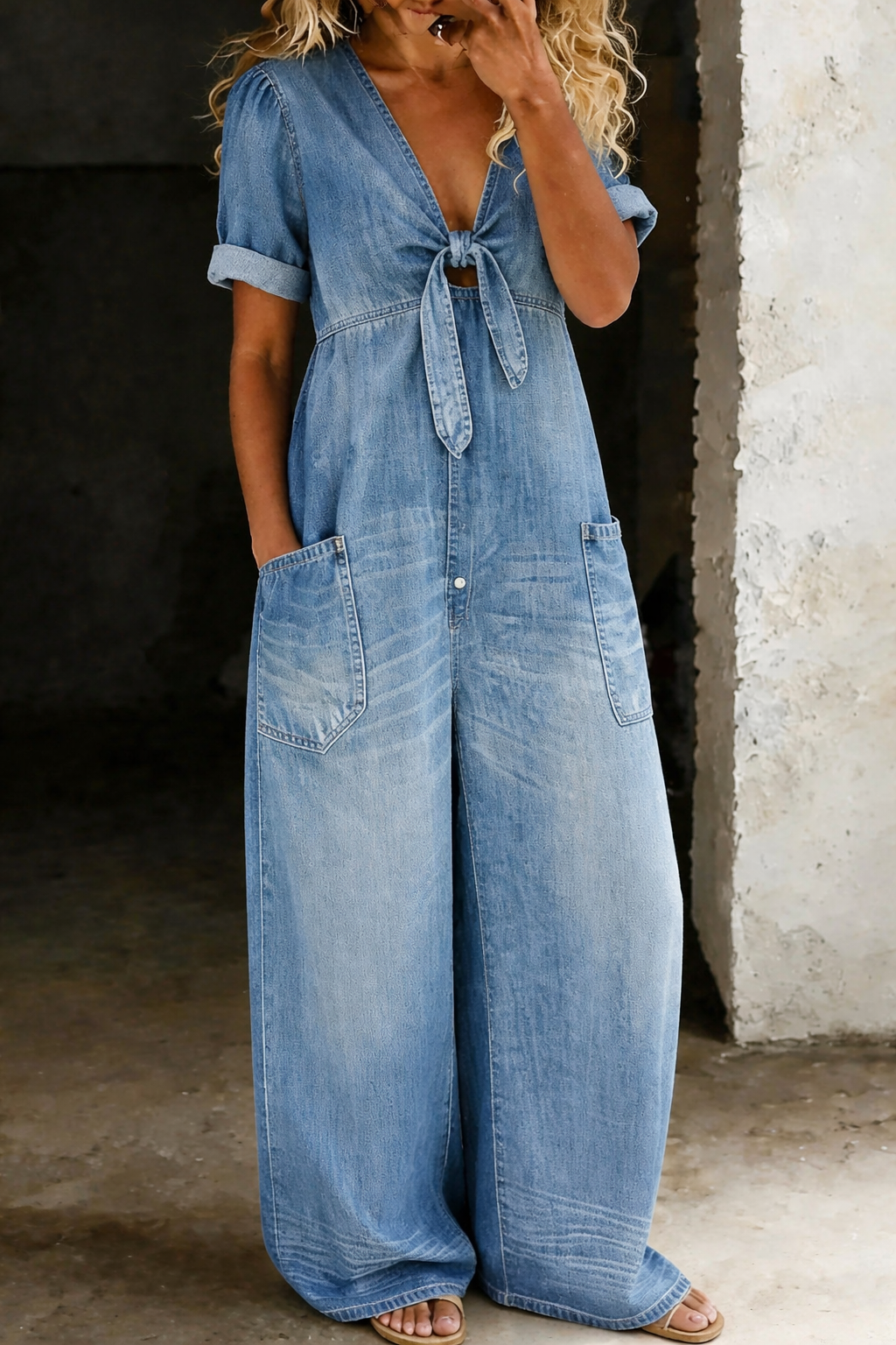 Freya | Short-Sleeve V-Neck Jumpsuit