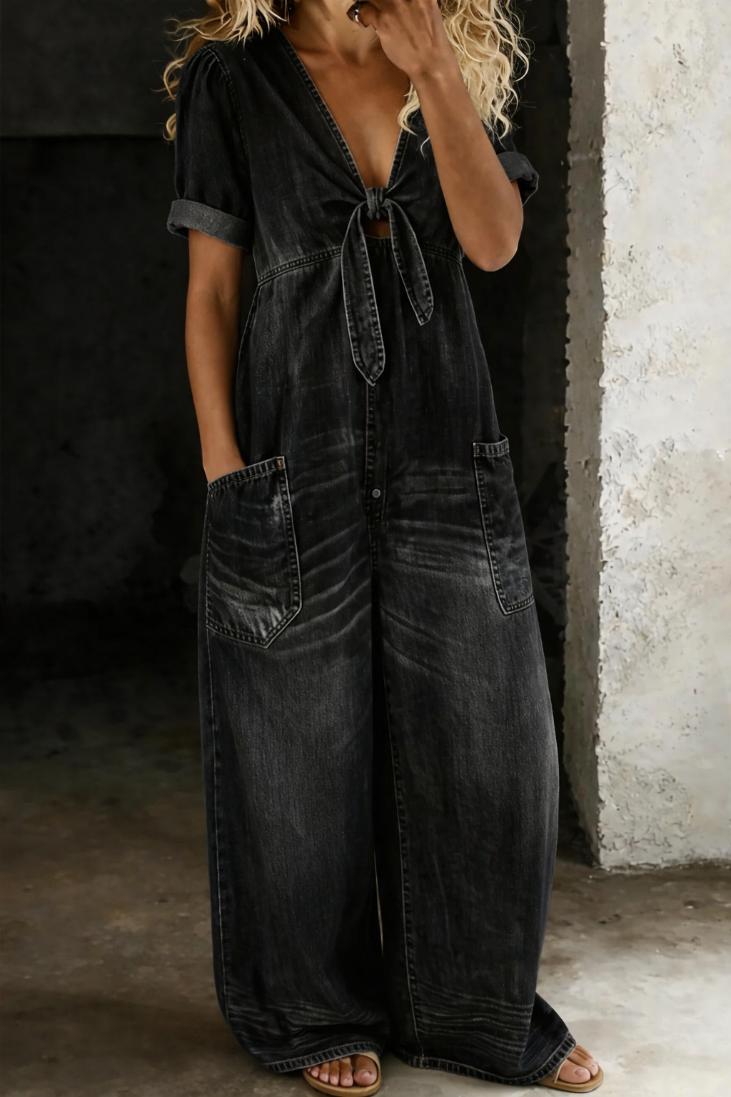 Freya | Short-Sleeve V-Neck Jumpsuit