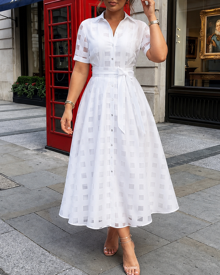 Plaid Maxi Dress with Waist Belt