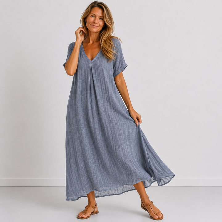 Halter Neck V-Neck Tiered Ruffle Maxi Dress