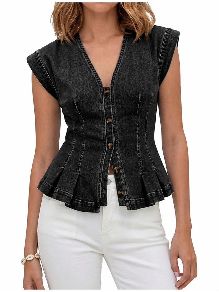 Isobel | V-Neck Denim Top