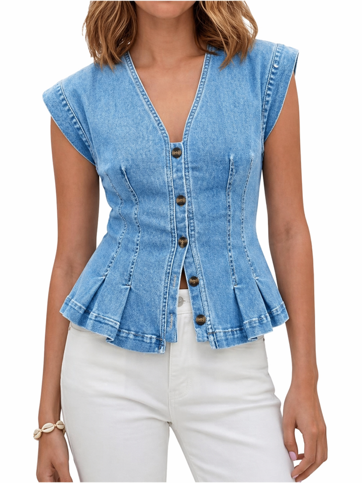 Isobel | V-Neck Denim Top
