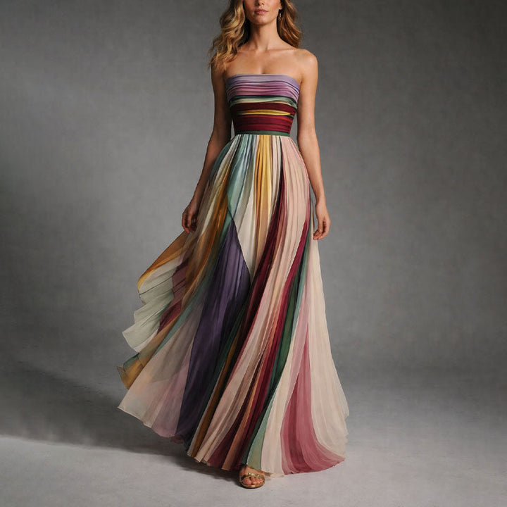Strapless Pleated Maxi Dress – Evening Wear