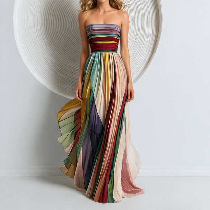 Strapless Pleated Maxi Dress – Evening Wear