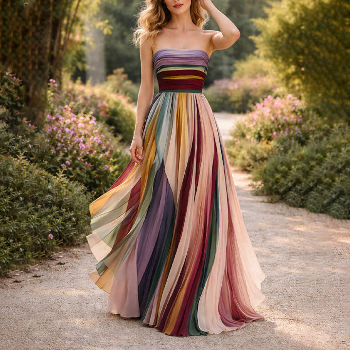 Strapless Pleated Maxi Dress – Evening Wear