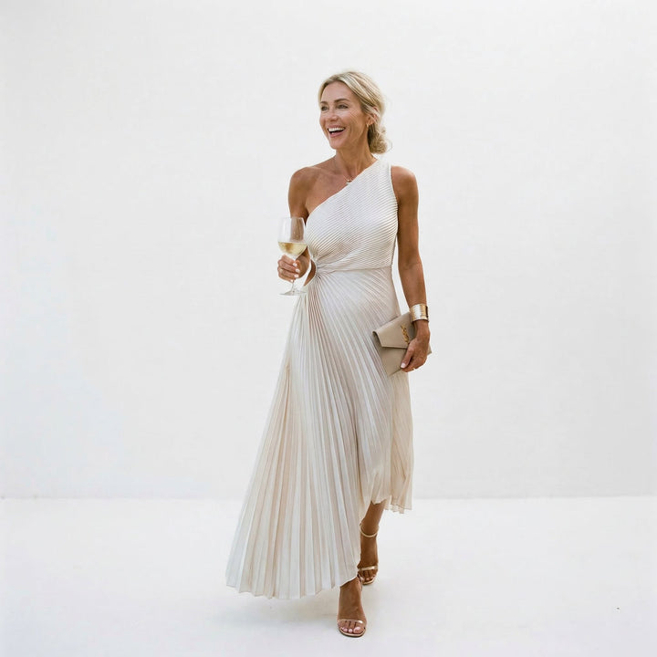 One-Shoulder Wedding Guest Maxi Dress