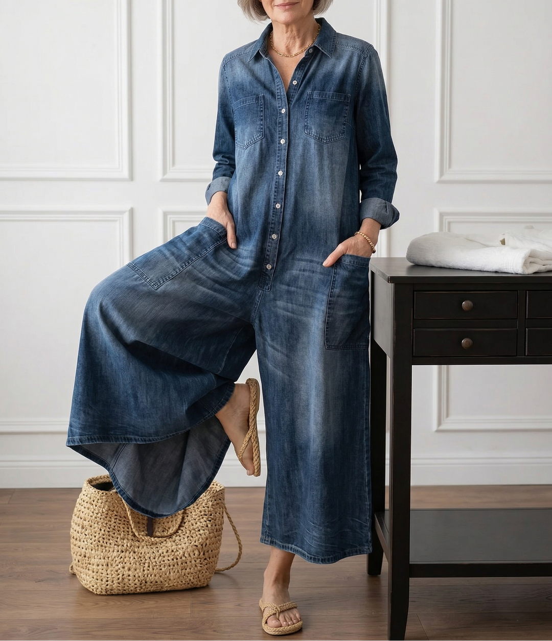 Lily | Cotton Denim Jumpsuit