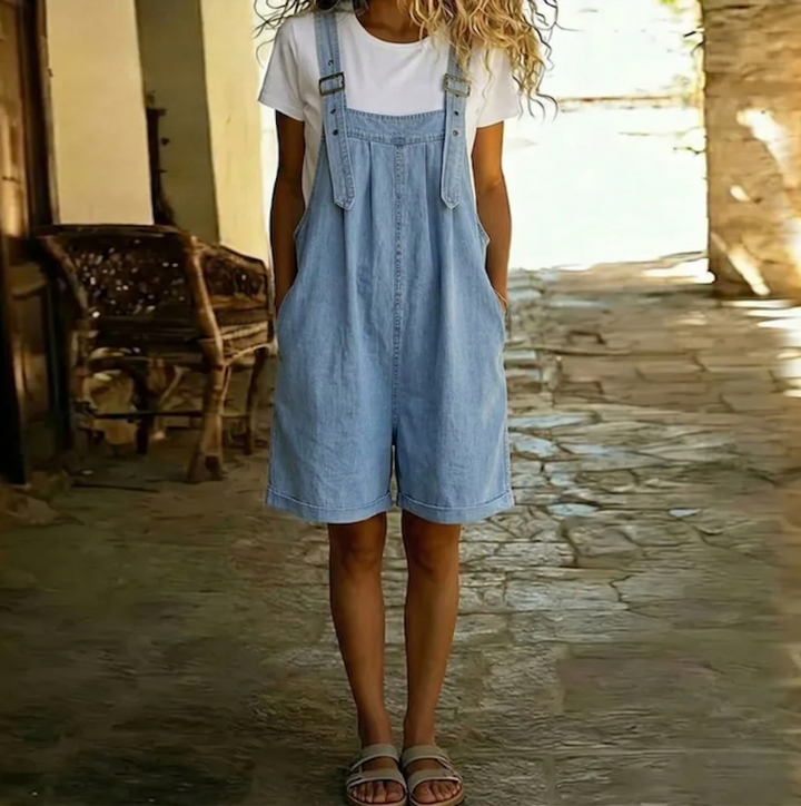 Charlotte | Short Denim Jumpsuit with Soft Cotton Feel