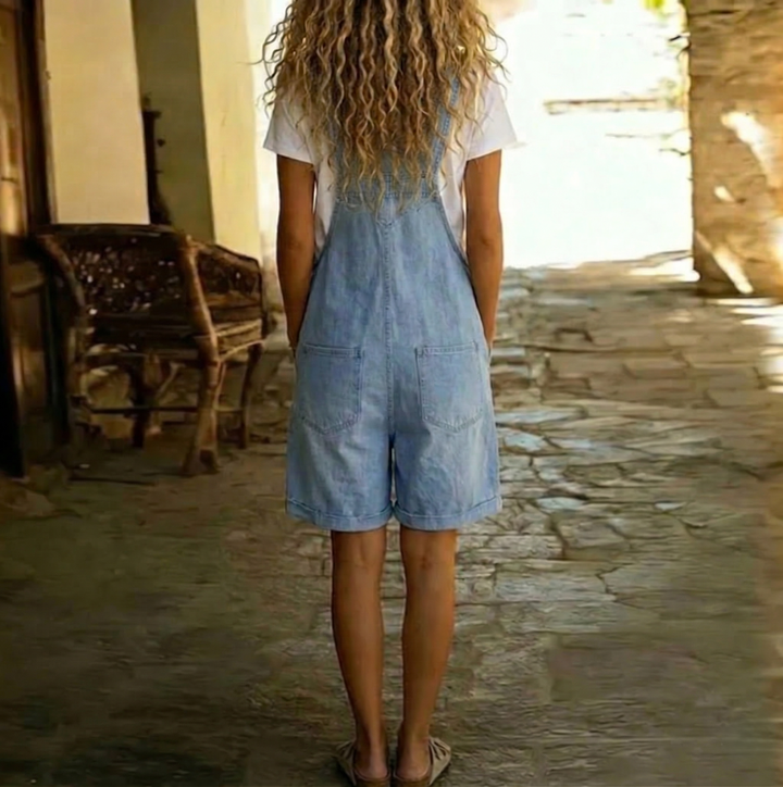 Charlotte | Short Denim Jumpsuit with Soft Cotton Feel