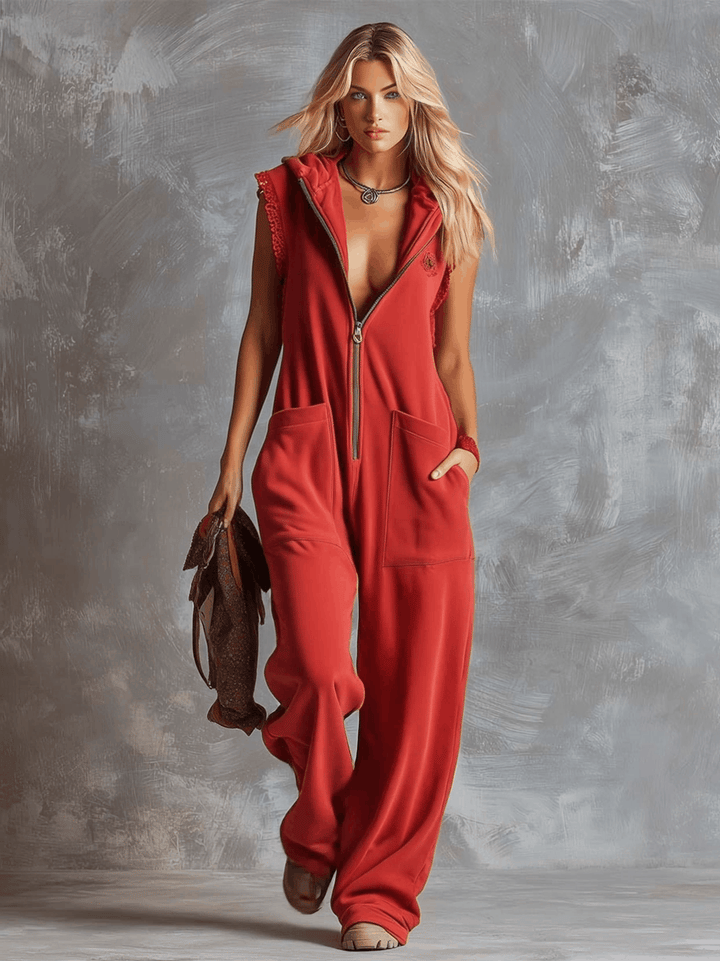 Retro Sport Hooded Jumpsuit