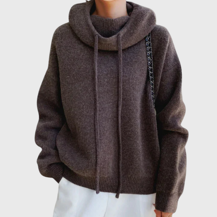Brenda | High Neck Sweater with Drawstring