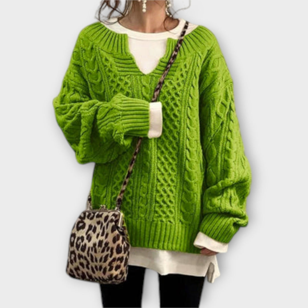 Oversized Sweater with Cable Knit Design