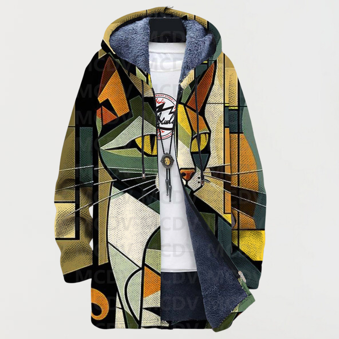 Emerson | Cardigan with Geometric Cat Pattern