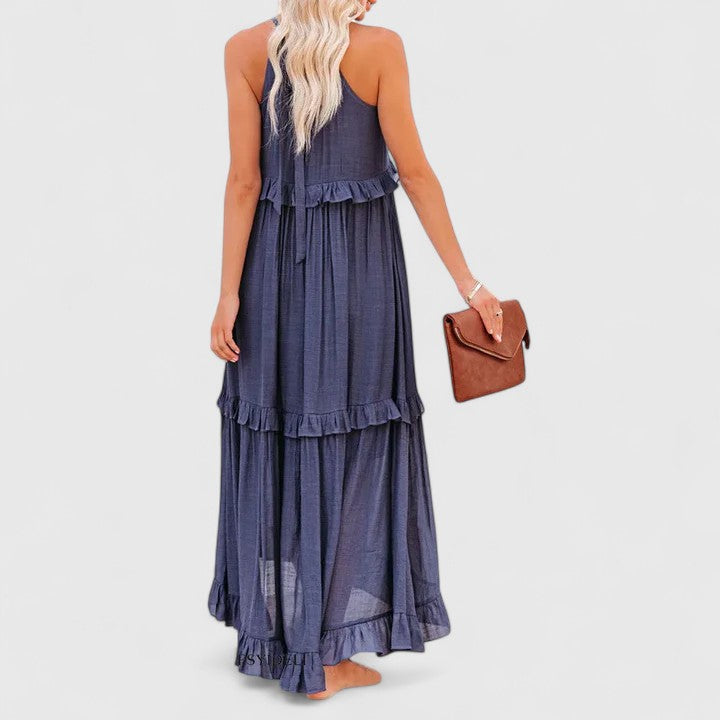 Sleeveless Ruffle Detail Maxi Dress