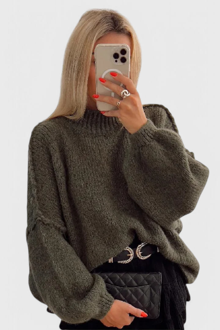 Oversized Knitted Cassia Jumper with Balloon Sleeves