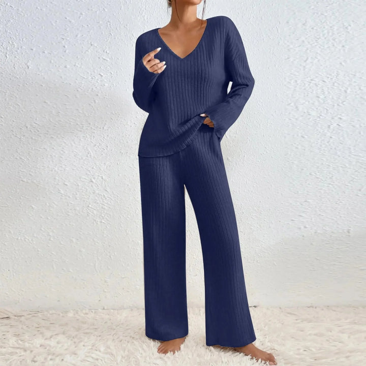 Two-Piece Set-Leg Pants and V-Neck Top