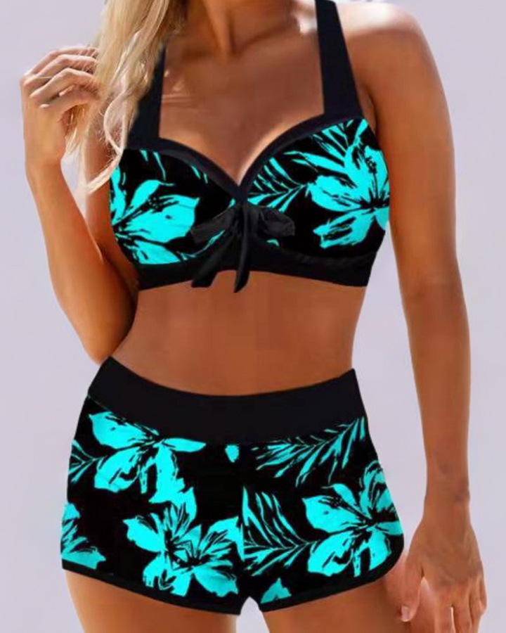 Sidónia - High-Waisted Swimsuit with Floral Print