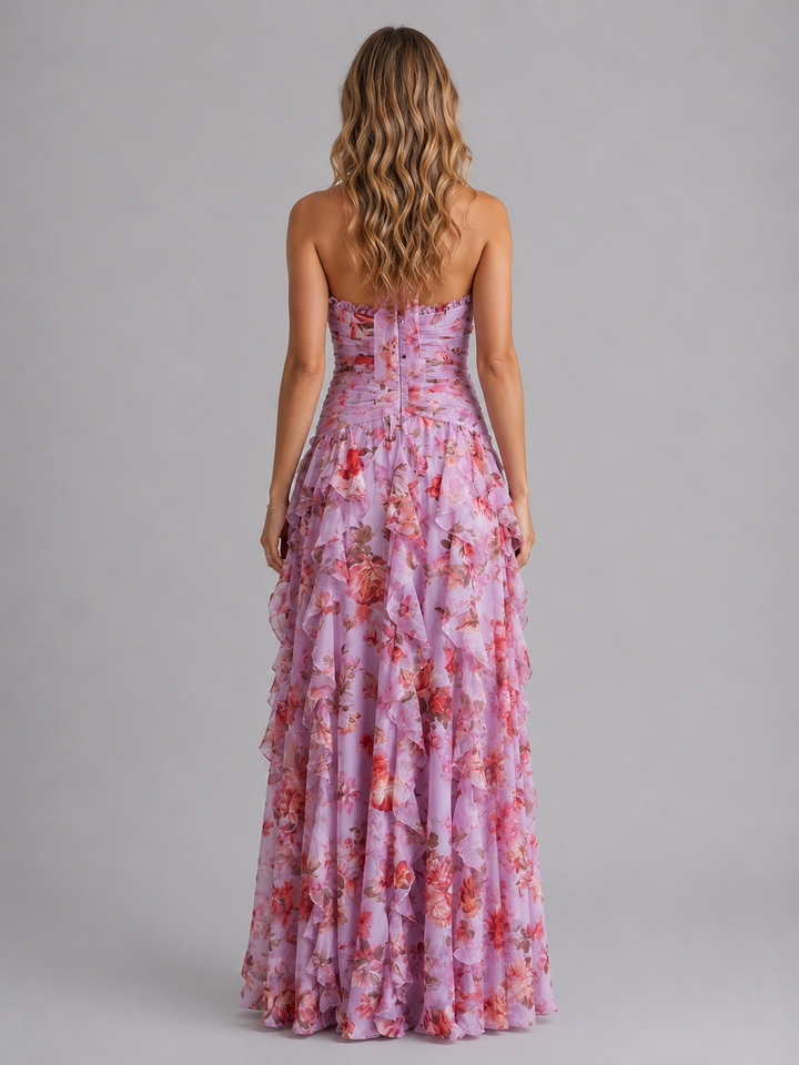 Floral Halter Wedding Guest Maxi Dress